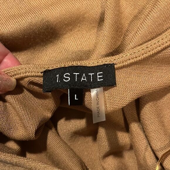 1.state Women's Long Sleeve Tie Back Cozy Knit Top in WILD OAK - Picture 8 of 9